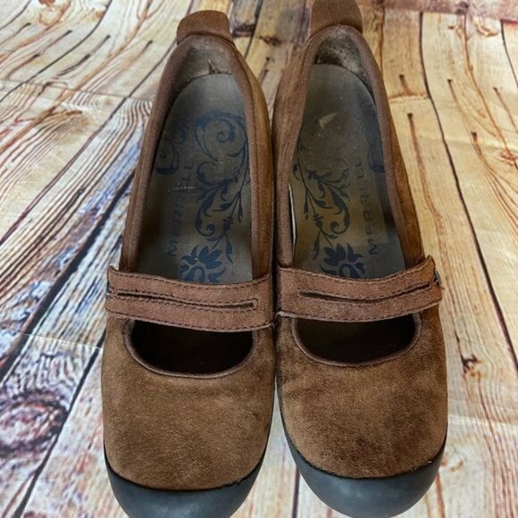 Merrell Plaza Bandeau Cherry Brown Suede Maryjane Shoes Sz 7.5 - Picture 9 of 9
